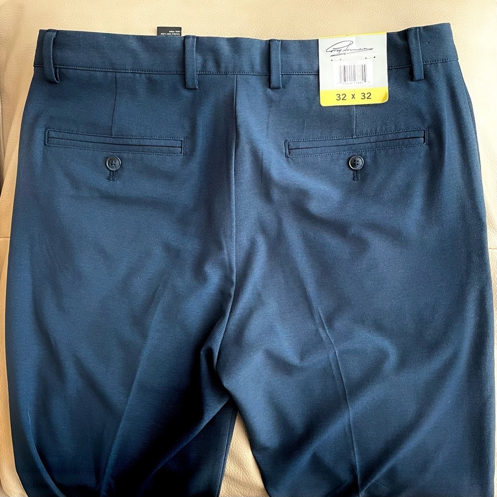 NWT Greg Norman Men's Flat Front Stretch High Tech Navy Golf Pants 32x32 - Picture 7 of 12